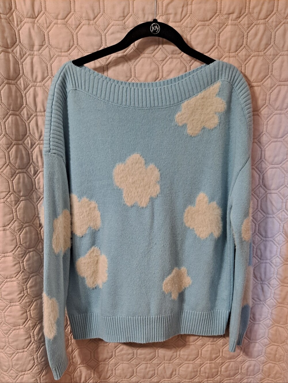 Light Blue Cloud-Pattern Women's Sweater Sz M